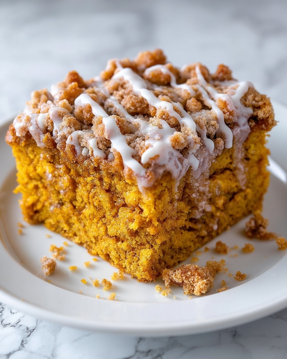 The image shows a white square baking dish filled with a golden-brown baked dessert that looks like a soft cake or bar. The top layer has a drizzle of white icing in uneven lines, creating a slightly shiny texture. One square piece is lifted by a wooden spatula with a white handle, showing the moist inside. The dish sits on a white marbled surface with a hint of a red cloth in the bottom left corner. photo taken with an iphone --ar 4:5 --v 7