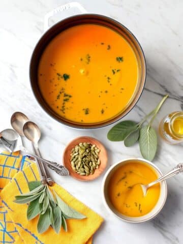 Vegan Butternut Squash Soup with Fresh Sage and Root Ginger Recipe