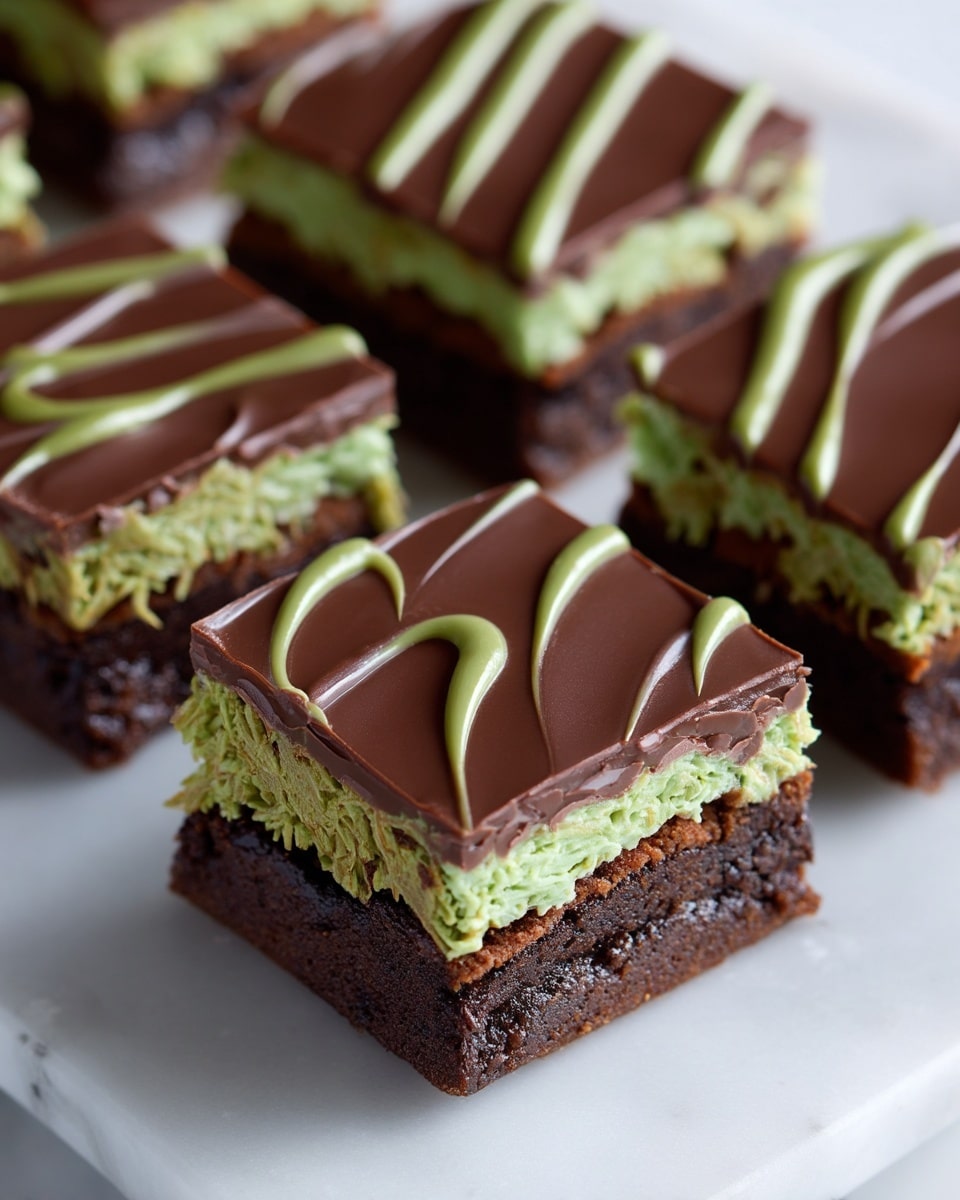 A close-up image shows a white rectangular dish lined with a layer of green rice at the bottom, which has a slightly rough texture. On top of the rice, there is a thick, smooth, and shiny layer of dark brown chocolate spread being evenly smoothed out with a metal spatula held by a woman's hand with red-painted nails. The background is a white marbled surface. Photo taken with an iphone --ar 4:5 --v 7