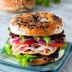 Everything Bagel Sandwich with Turkey, Cheese, and Fresh Veggies Recipe
