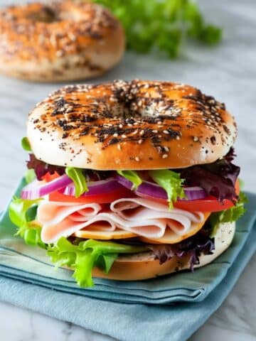 Everything Bagel Sandwich with Turkey, Cheese, and Fresh Veggies Recipe
