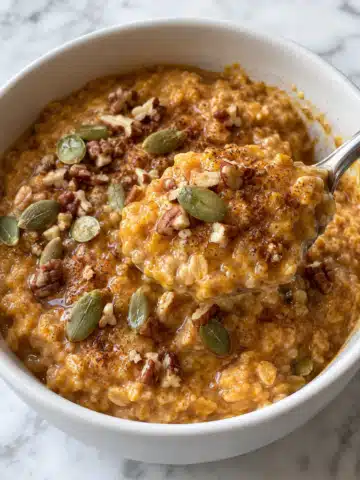 Pumpkin Oatmeal with Maple, Spices, and Toppings Recipe