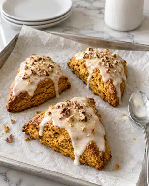 Pumpkin Scones with Maple Glaze and Pecans Recipe