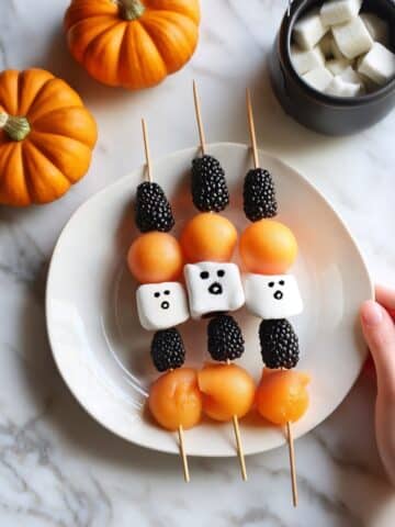 Simple Fruit Ghost Skewers with Marshmallows Recipe
