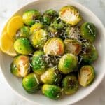 Garlic Lemon and Parmesan Roasted Brussels Sprouts Recipe