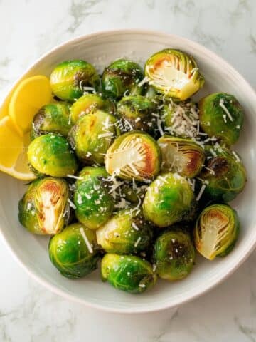 Garlic Lemon and Parmesan Roasted Brussels Sprouts Recipe