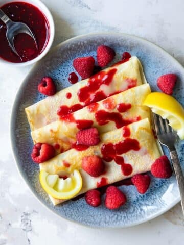 Lemon Crepes with Raspberry Sauce Recipe