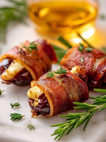 Bacon Wrapped Dates with Pistachios and Maple Syrup Recipe