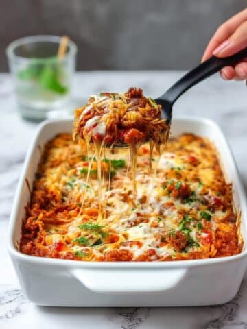 Spaghetti Squash Casserole with Ground Beef and Marinara Recipe