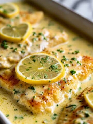 Baked Fish with Lemon Cream Sauce Recipe