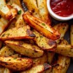 Crispy Garlic Baked Potato Wedges Recipe
