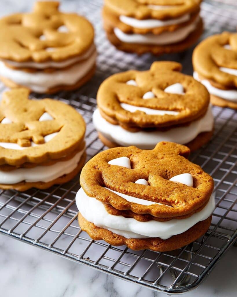 Jack-O'-Lantern Sandwich Cookies: Spiced Fall Treat