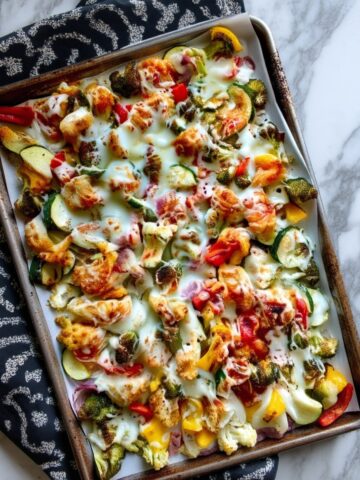 Cheesy Chicken Veggie Sheet Pan Dinner Recipe