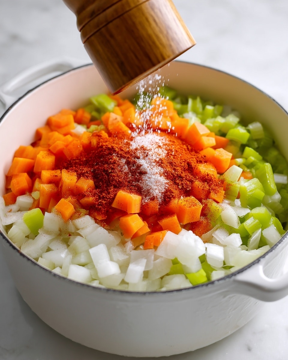 A close-up view of a grey pot filled with cooked quinoa, showing a mix of white, red, and black tiny grains that give a speckled texture. The quinoa is fluffy and covers the whole inside of the pot in a thick, even layer. The pot has a light wooden handle, resting on a white marbled surface. The image is bright with soft natural light highlighting the different colors and texture of the quinoa. Photo taken with an iphone --ar 4:5 --v 7