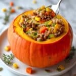 Slow Cooker Stuffed Pumpkin with Savory Beef and Rice Recipe