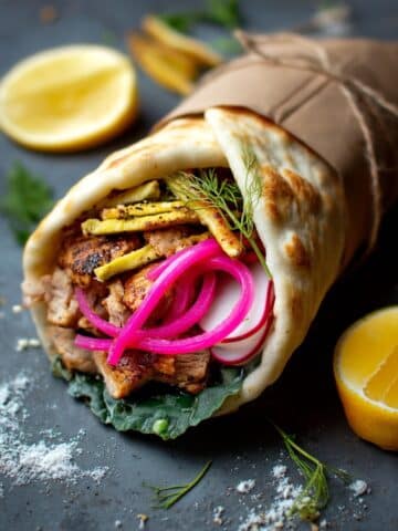 Roasted Chicken Gyros with Tzatziki and Feta Fries Recipe