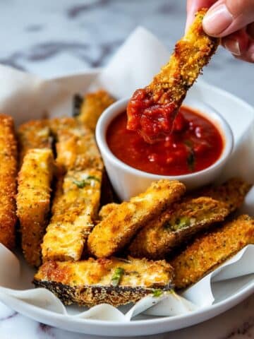 Baked Eggplant Sticks with Parmesan and Marinara Dipping Sauce Recipe