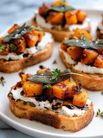 Butternut Squash Crostini with Goat Cheese and Fig Glaze Recipe