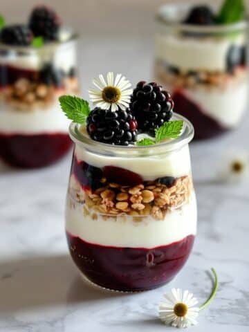Blackberry Parfait with Vegan Yogurt, Chia Jam, and Buckwheat Groats Recipe