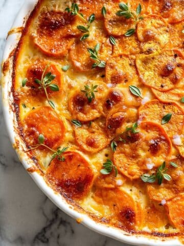 Sweet Potato Gratin with Gouda, Thyme, and Parmesan Recipe