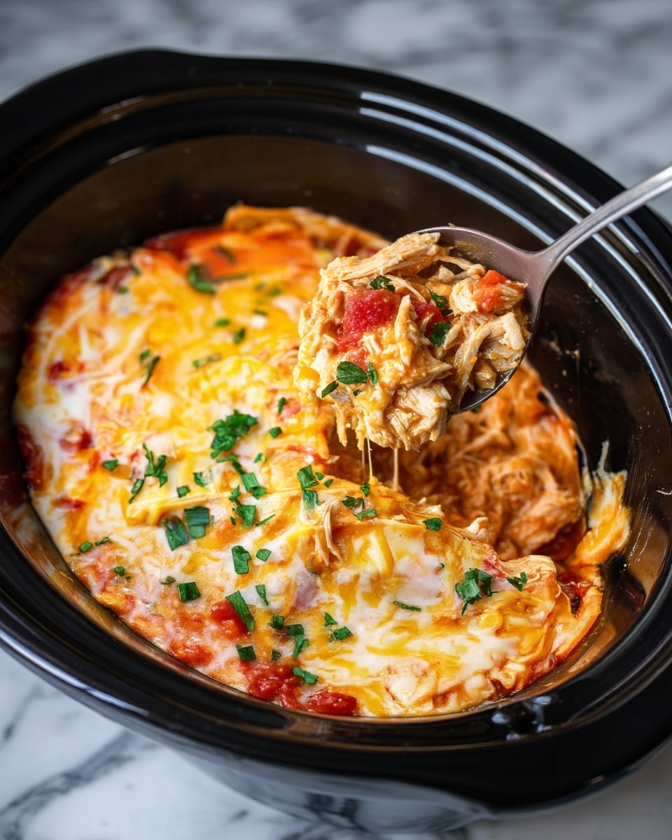 The image shows a close-up of a cheesy dish being lifted from a black skillet with a black spatula. The dish has layers of melted yellow cheese stretching with strings, mixed with bits of browned meat and small red pieces, likely peppers or tomatoes. The top layer is golden and bubbly, while the inner layers appear saucy and textured with cheese and meat. The background is a white marbled surface. photo taken with an iphone --ar 4:5 --v 7