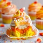 Candy Corn Cupcakes with Swirled Buttercream Frosting Recipe