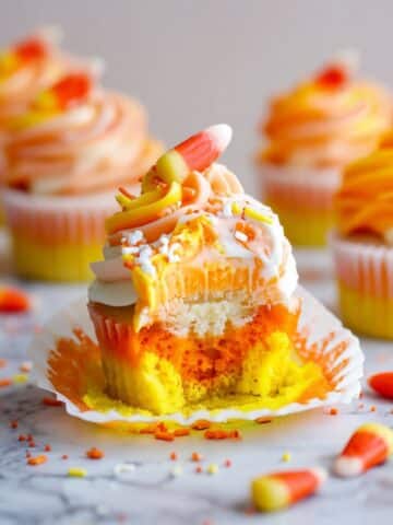 Candy Corn Cupcakes with Swirled Buttercream Frosting Recipe